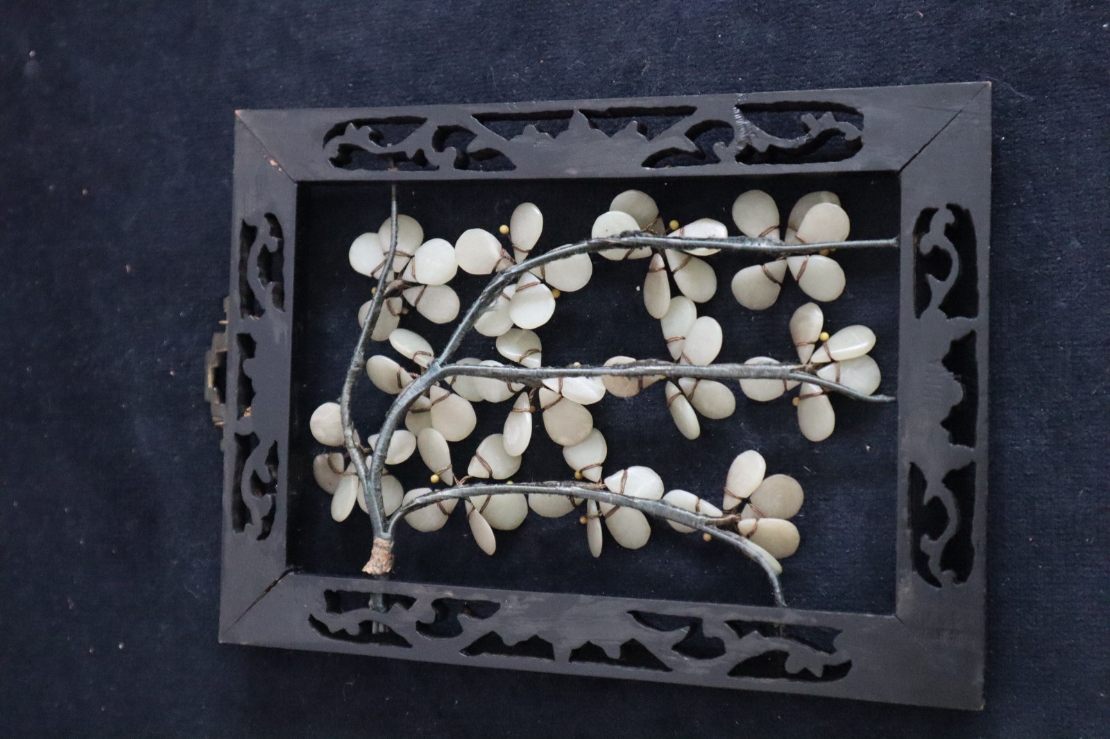 2 Vintage Chinese 3D Jade Stone Hanging Wall Plaque