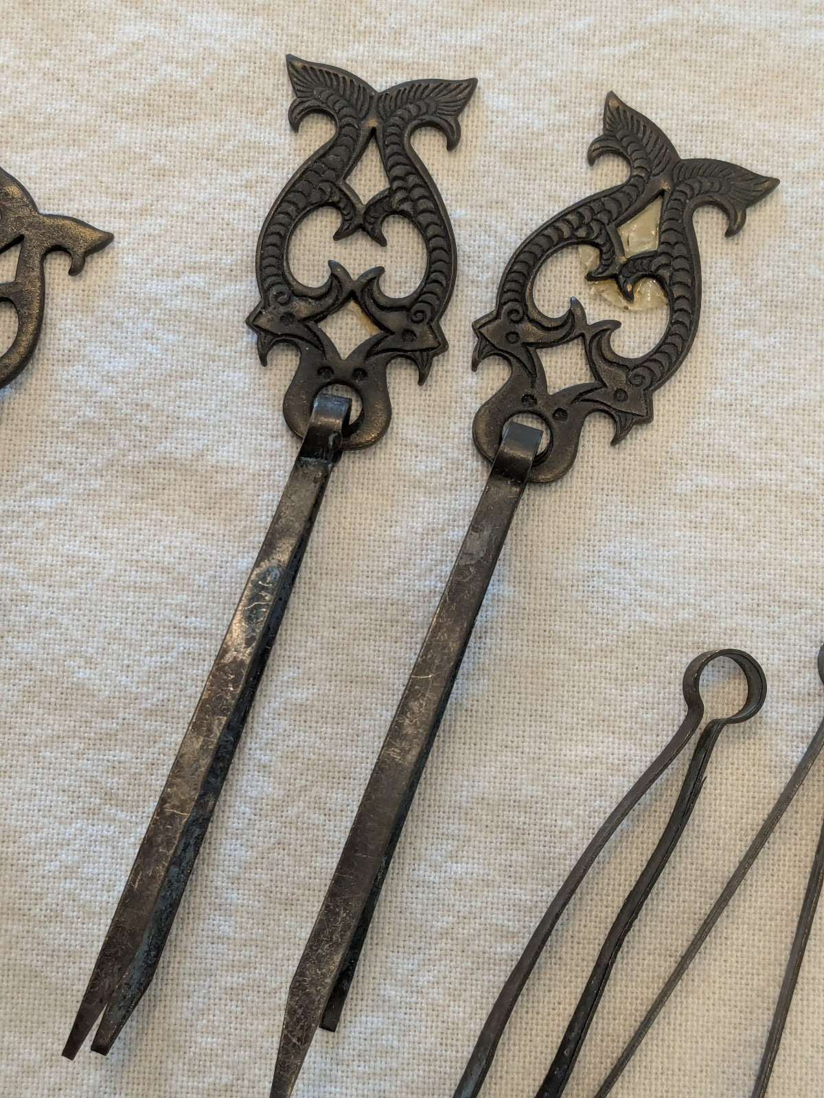 Vintage Asian Lock Lot of Chinese Korean Furniture Hardware Keys Fish Shackle