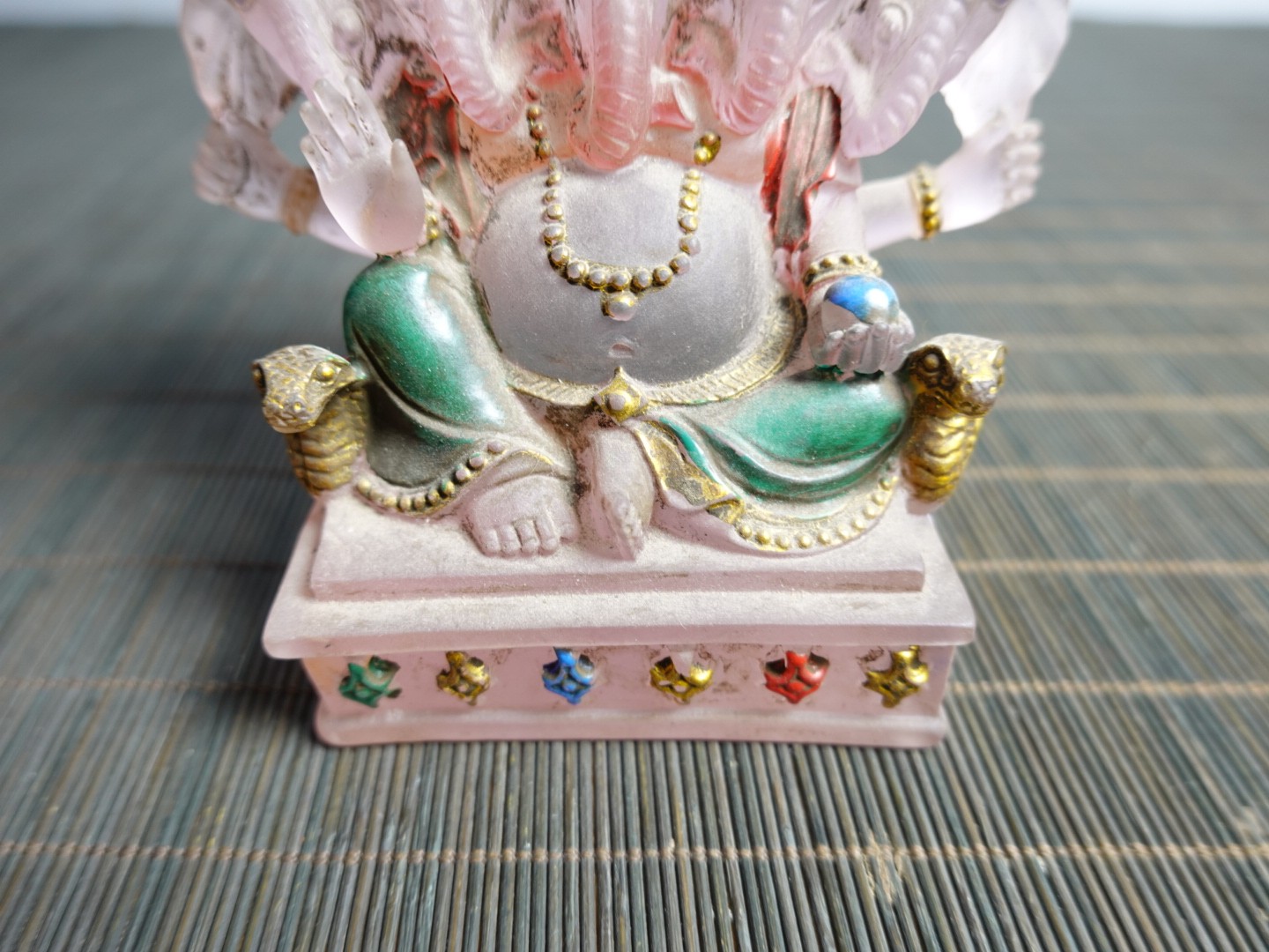 4.3″ Collect China Coloured Glaze Painted Buddhism Panchamukha Ganesha Statue