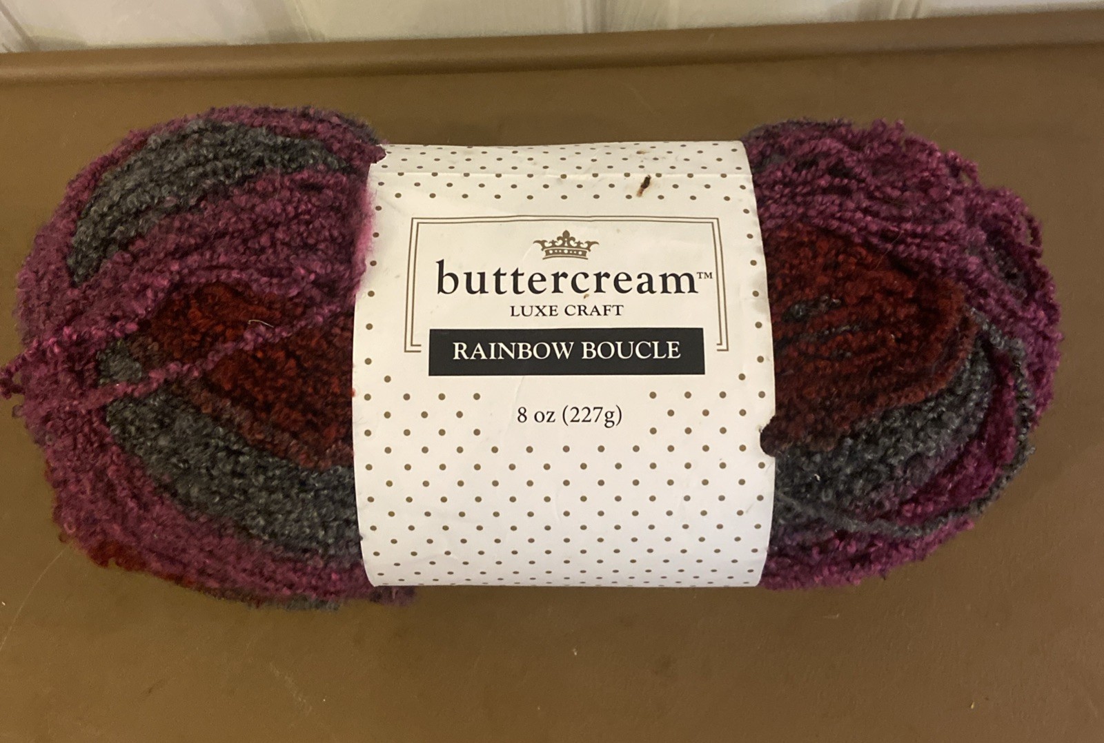 Buttercream Luxe Craft Rainbow Boucle Yarn in Slate & Pinks discontinued 8oz