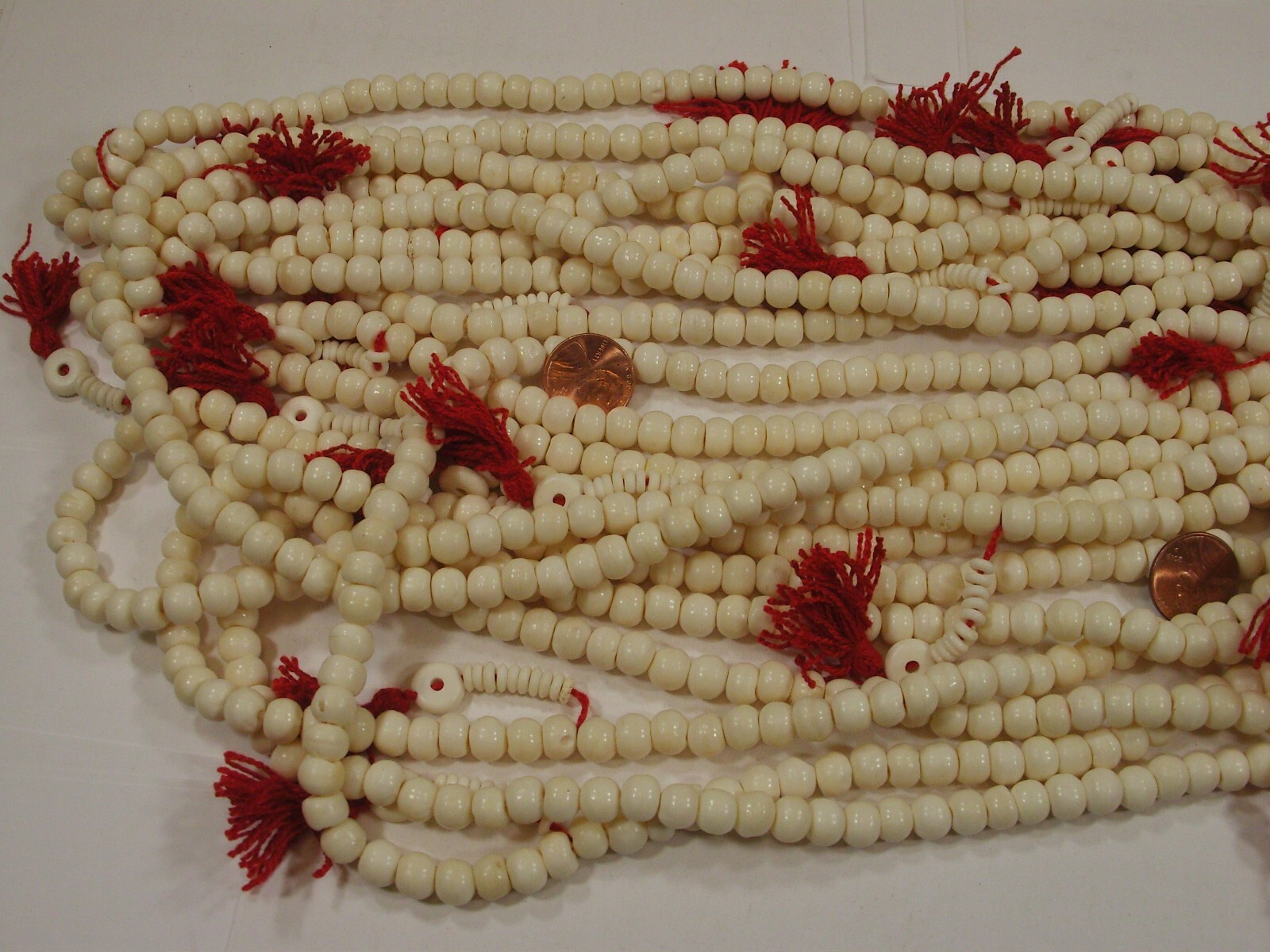 10 (6x8mm) Water Buffalo Bone Mala Strands India Handmade Beads Bulk Lot (BV-01)