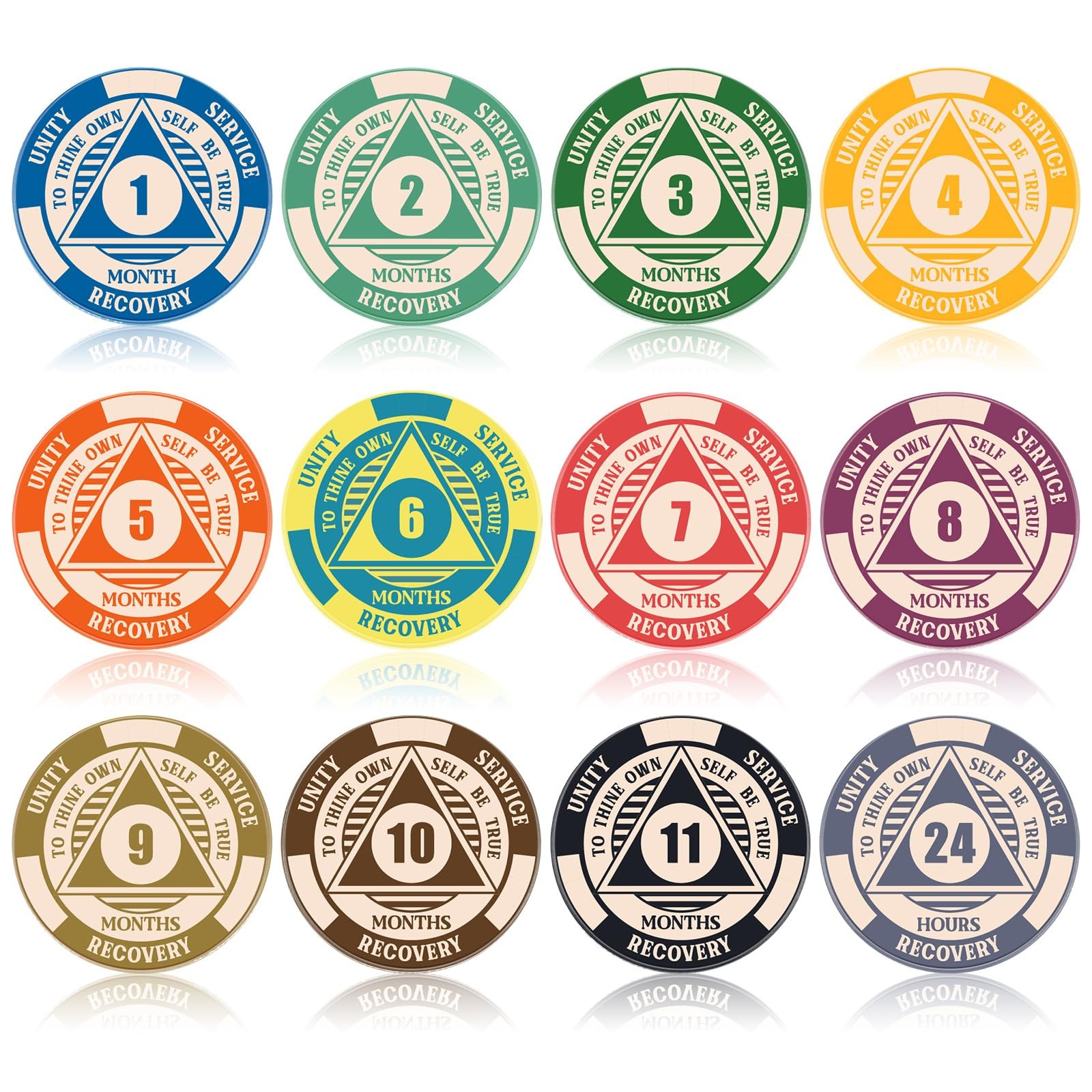 Siifert 12 Pcs Aa Chips and Medallions Sobriety Recovery Monthly 24hr…