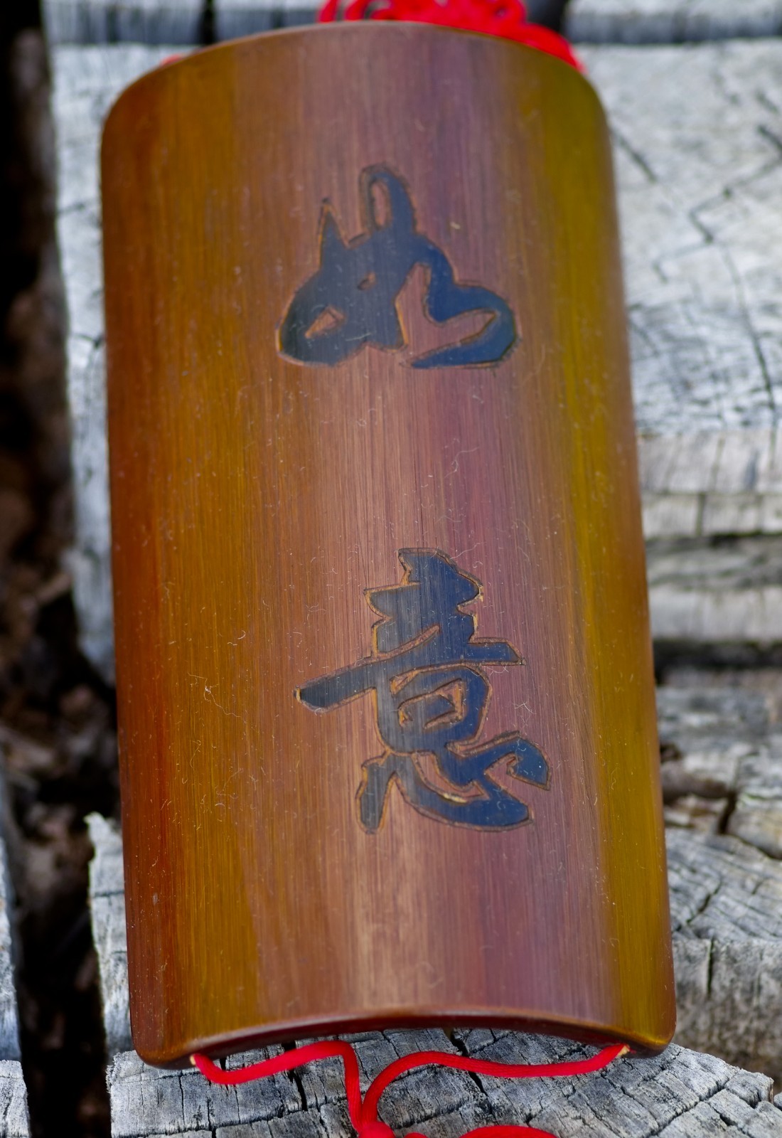 Oriental Chinese Bamboo Wall Calligraphy Good Fortune Wishes Set of 2