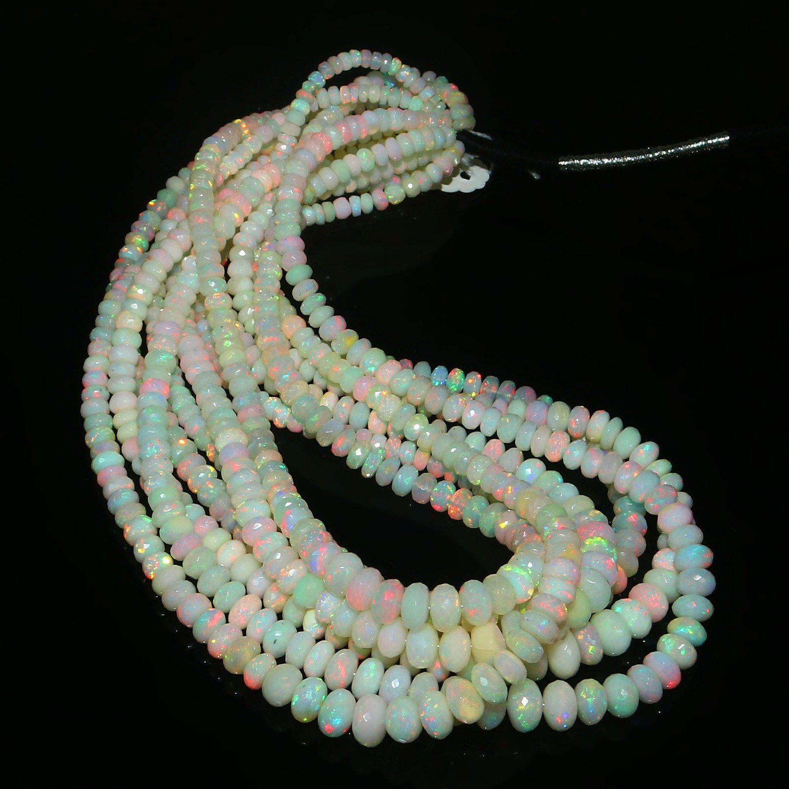 90 Cts Ethiopian Opal Faceted Rondelle Beads White Opal Necklace NB292