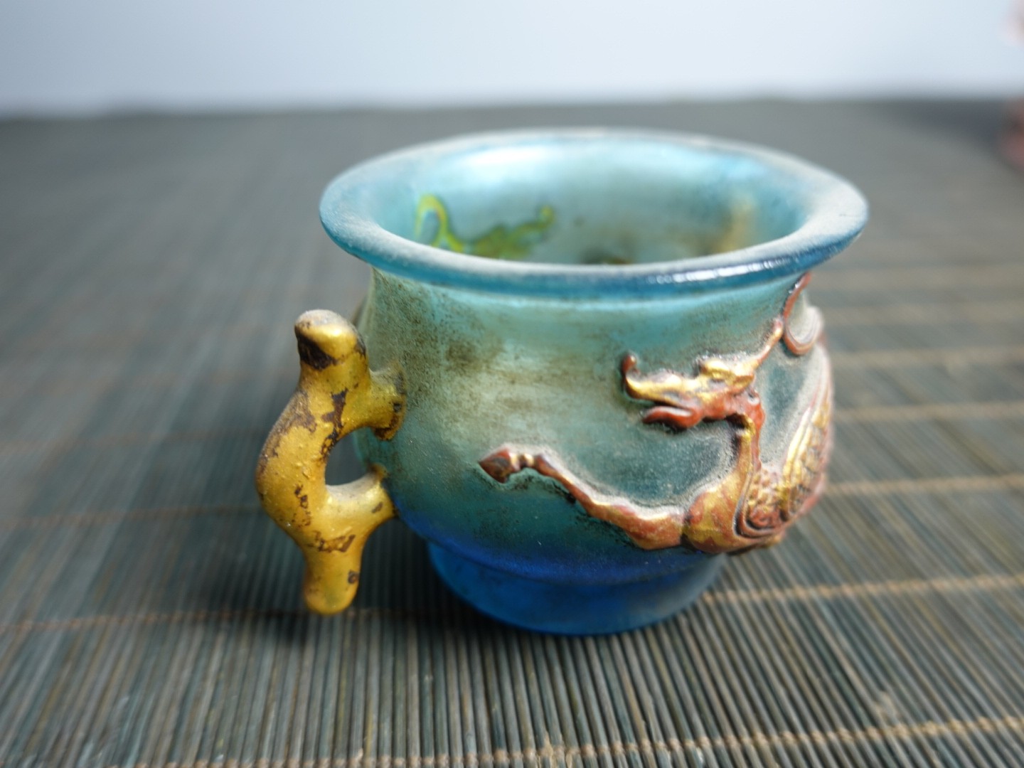 3.1″ Collect China Coloured Glaze Painted Animal Beast Incense Burner Censer
