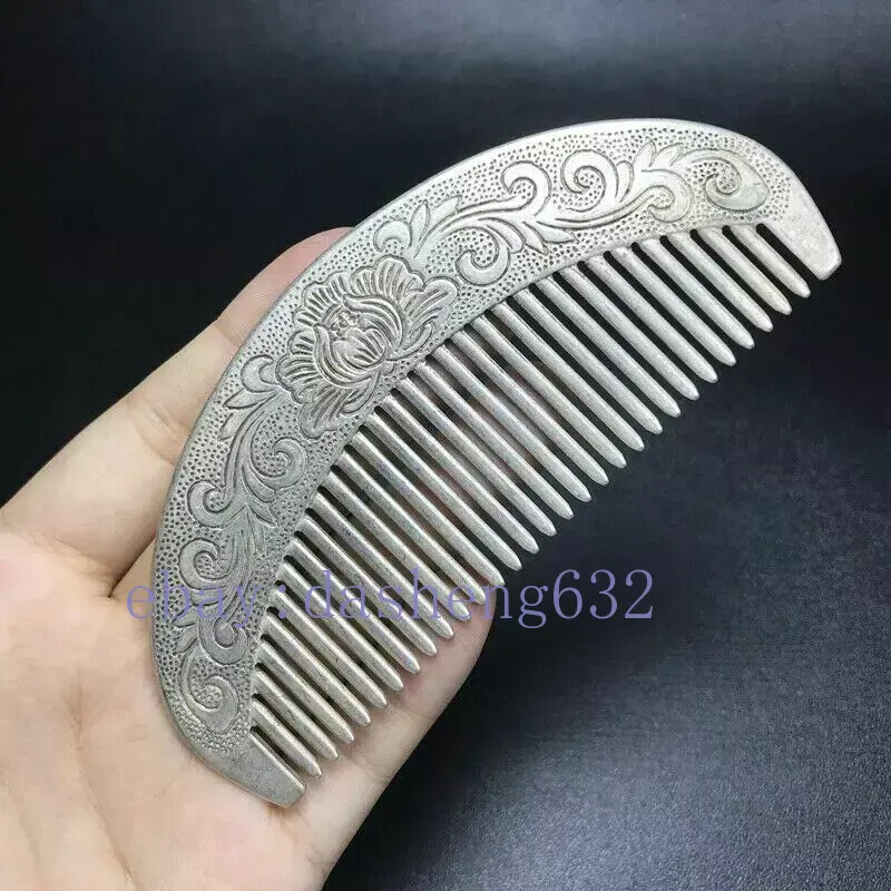 Chinese old Carving Carved silver comb