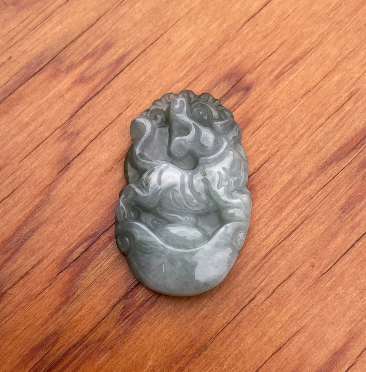Pair Nephrite Jade Pendants Qilin & Foo Dog Ancient Style Carved Translucent MCM