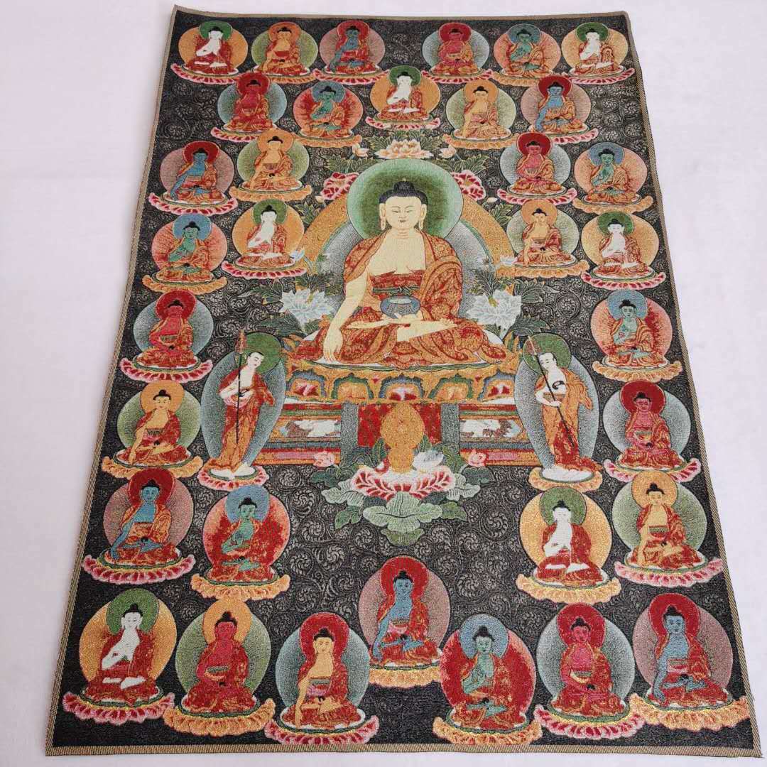 36″Tibet Tibetan Cloth Silk Buddhism 10000 Buddha Tathagata Tangka Thangka 265