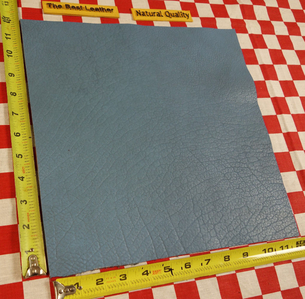 HORWEEN SKY BLUE BISON 6 oz LEATHER PIECE, *L, 12″ x 12″, NAT. QLTY.