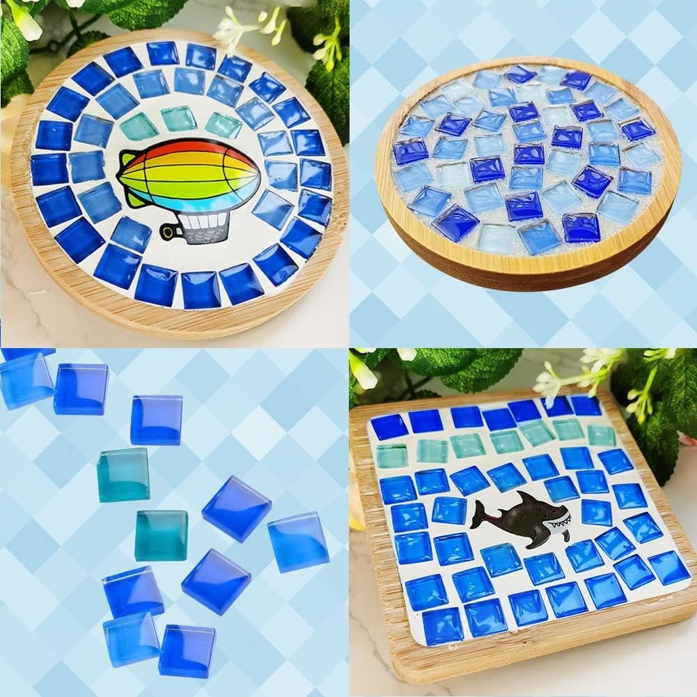 Glass Mosaic Tiles 2.2LB 4 Shapes Stained Glass Pieces for DIY Crafts Home Decor
