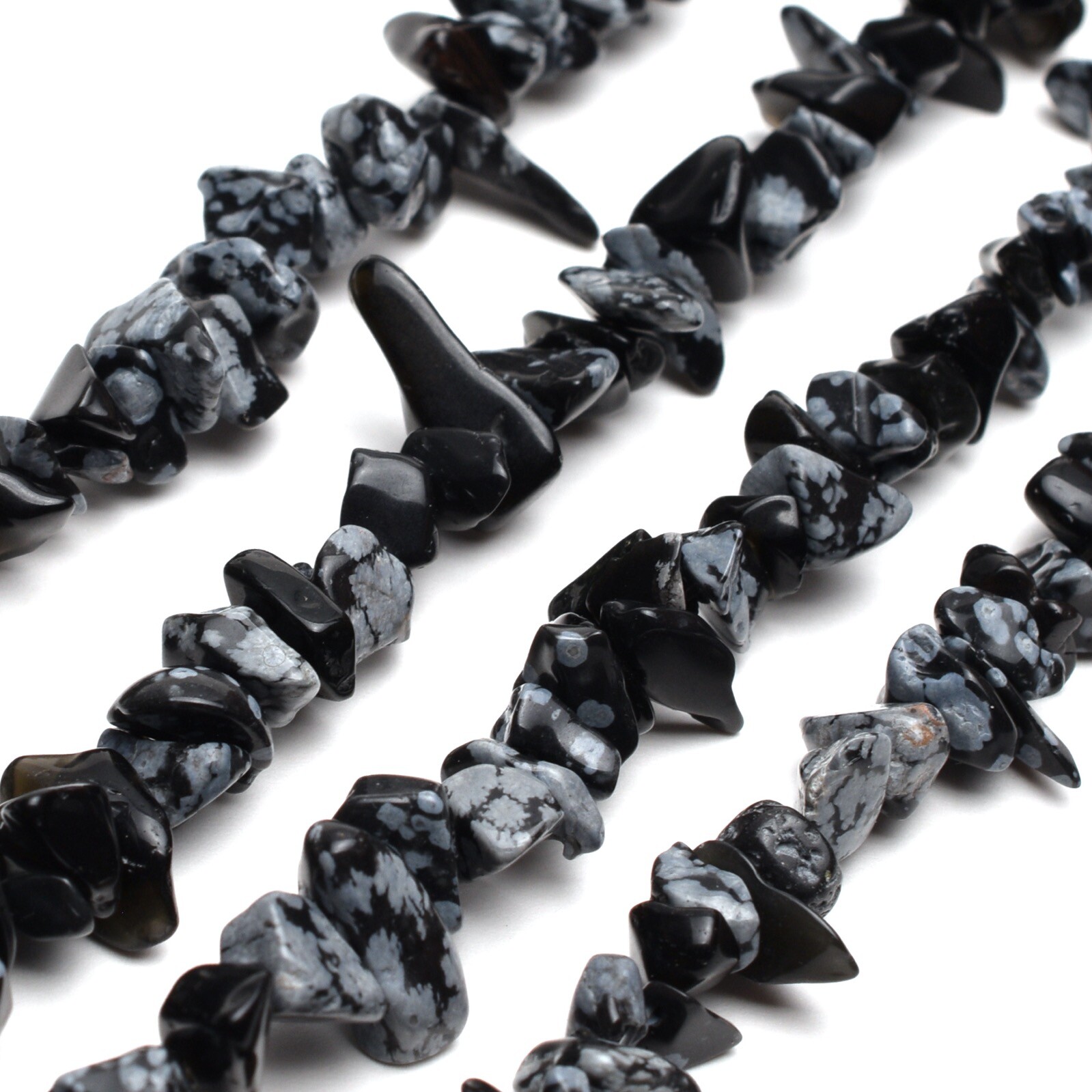 Natural Snowflake Obsidian Chip Beads 32” Strand 5~8mm Jewelry Making Bulk Loose