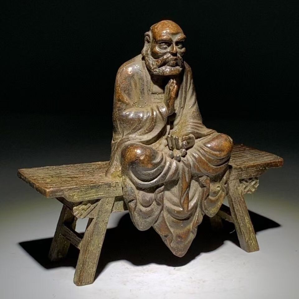 Antique alloy bench Dharma Buddha home decoration