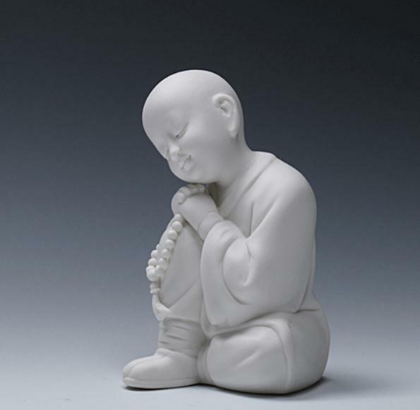 6.4″China White Porcelain Ceramics Lovable Little Monk Figurine Statue Statues59