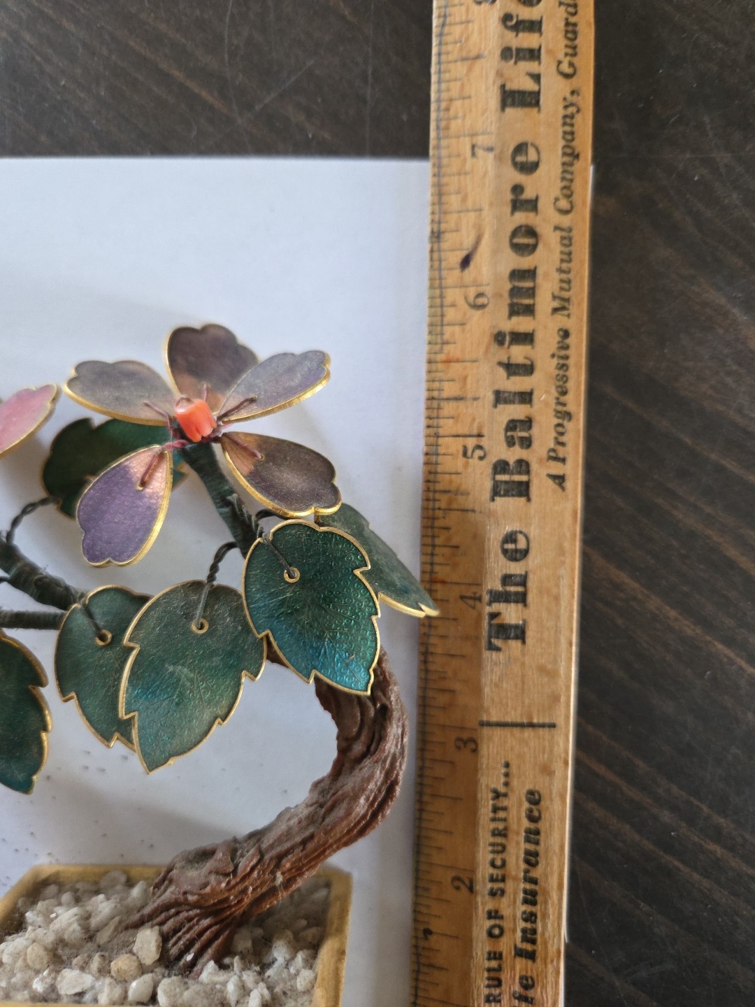 Vintage Small Cloisonne Enameled Bonsai Tree Flower