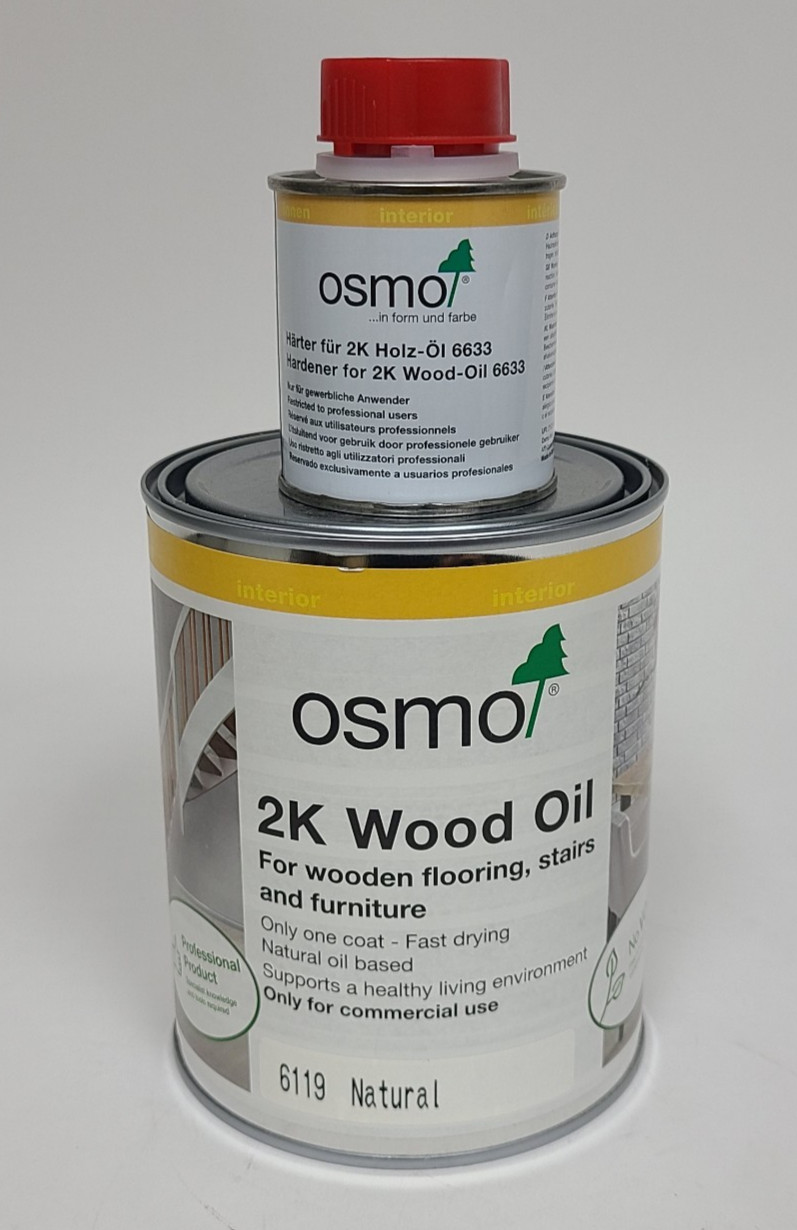 Osmo 2K Wood Oil Finish 6119 Natural Raw Interior Matte 1.0 L Dented Open Can