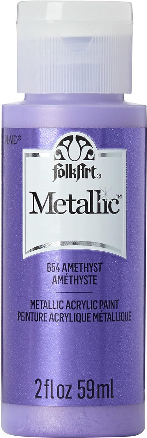 FolkArt Metallic Acrylic Paint in Assorted 2 Fl Oz (Pack of 1), Amethyst