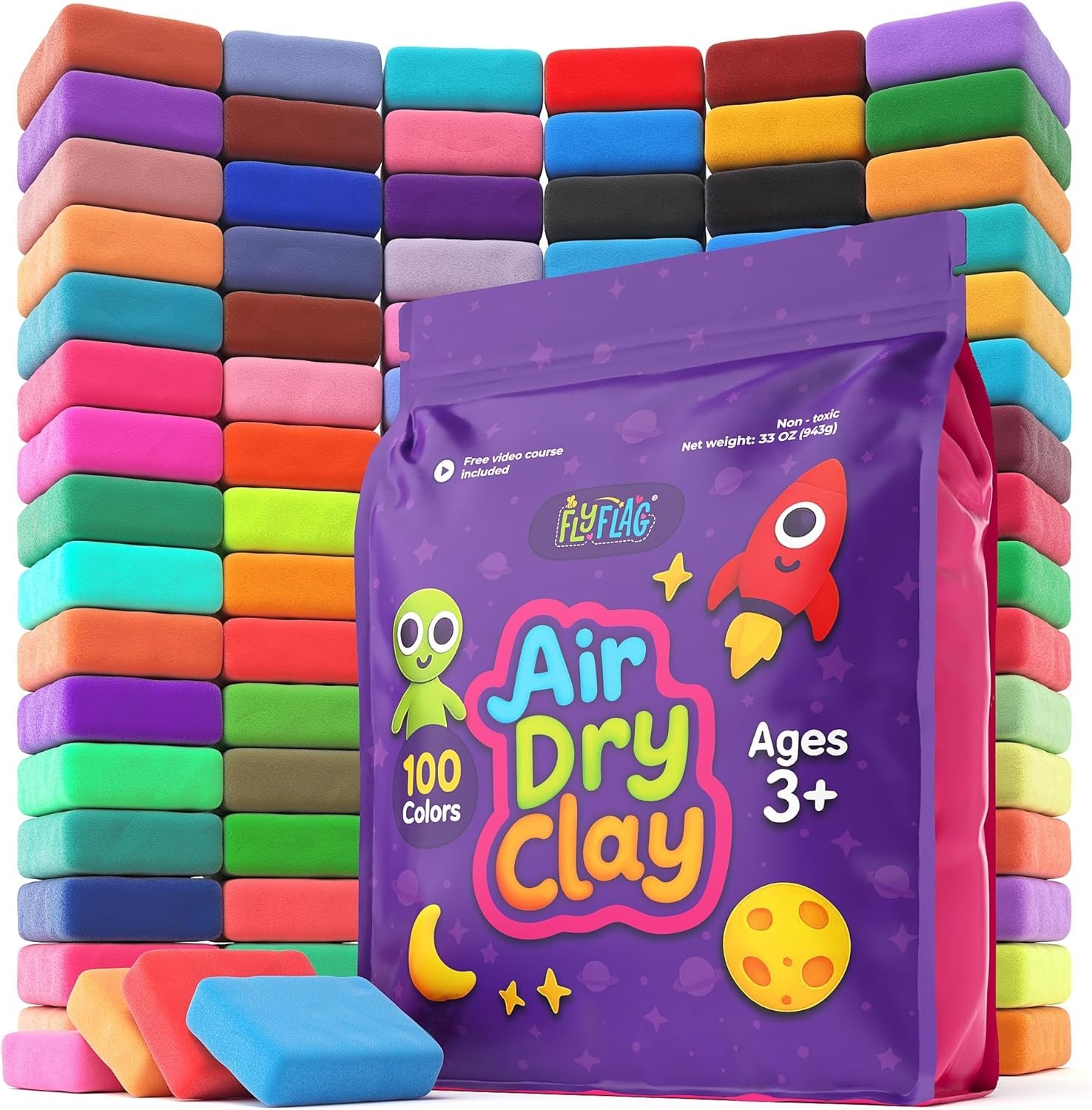Air Dry Clay – 100 Colors, Ultra Light and Soft, Non-Toxic Modeling Clay for Kid