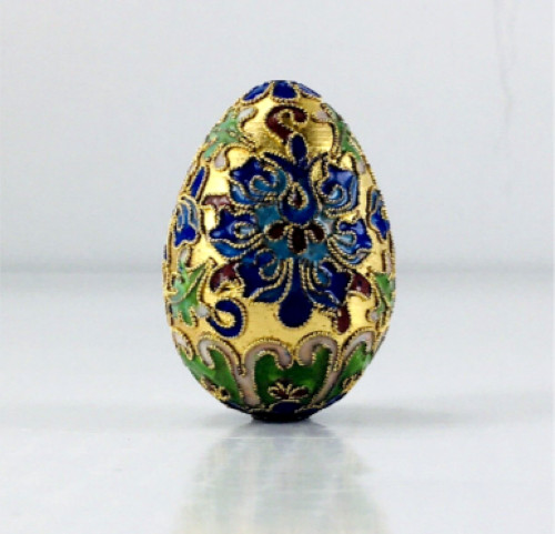 Egg Vintage Chinese Floral Cloisonné Brass Enamel Decorative Collect Multicolor