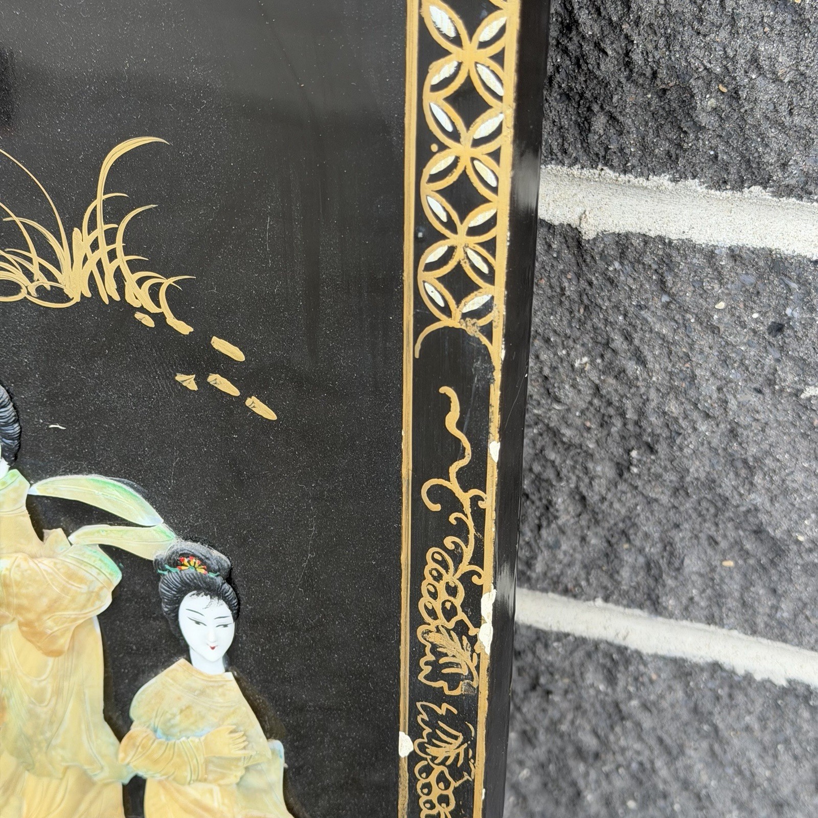 Vintage 3 Panel Mother of Pearl Geisha Wall Panels 12×36