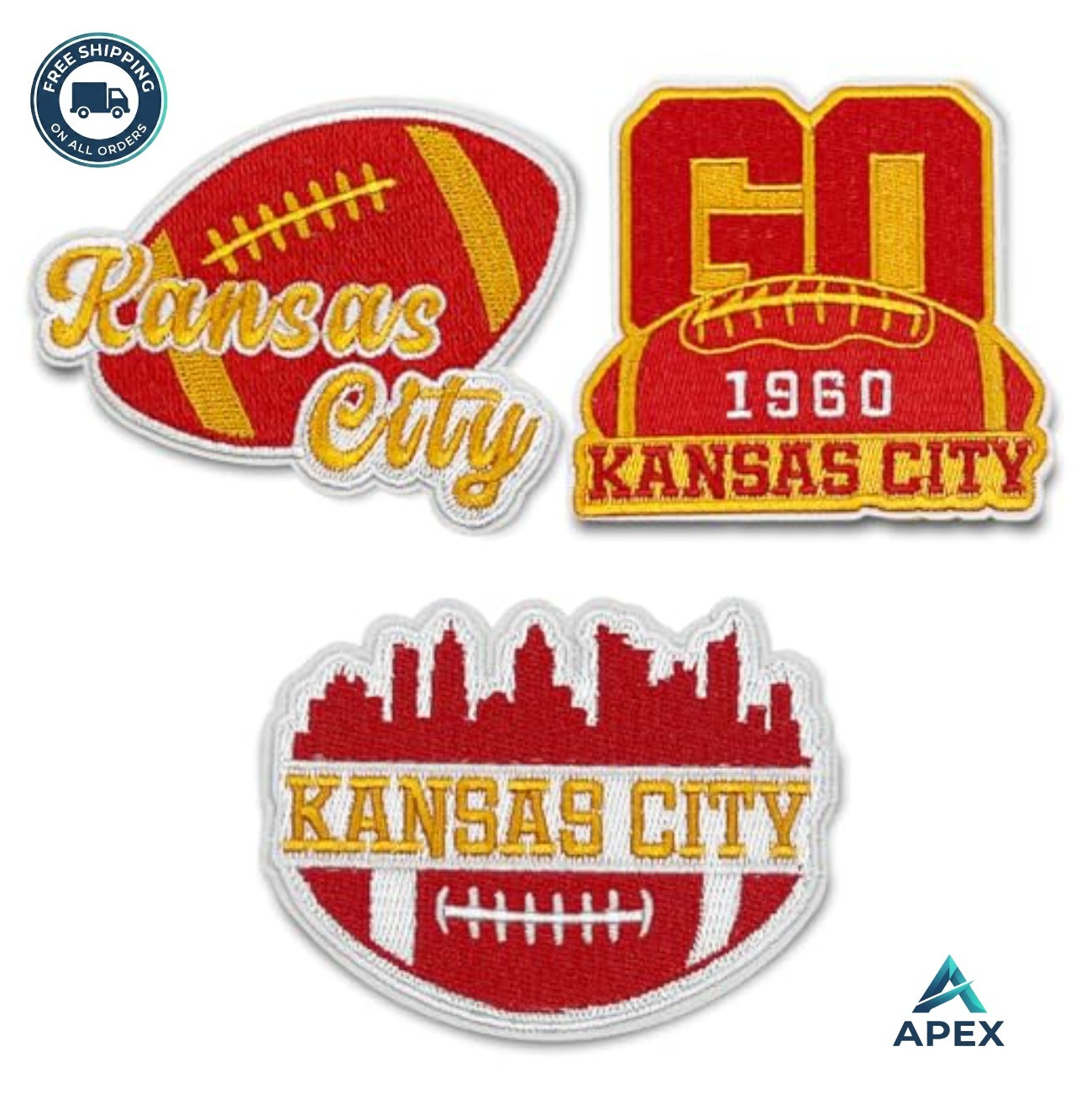 3Pcs Embroidered Iron On Patches Sport Football Fan DIY Sewing Applique for