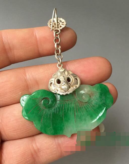 Chinese Antique Tibetan Silver Inlaid Jade Earrings Chinese Jade Earrings Jewels