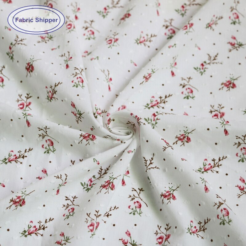 1Yard*145cm Polka Dot Jacquard Cotton Gauze Fabric Thin Floral Cotton