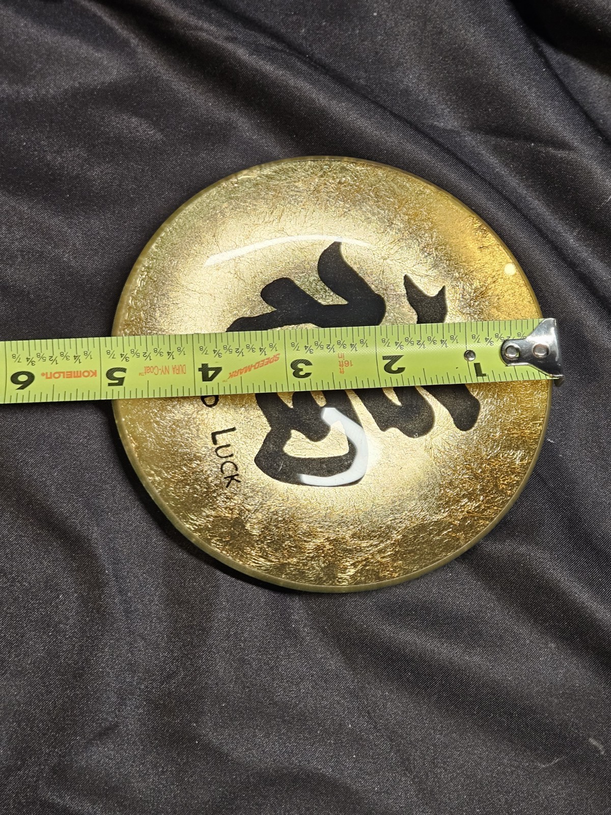 Vintage Gold Color Wall Chinese Asian Oriental Picture Good Luck Plate 5″