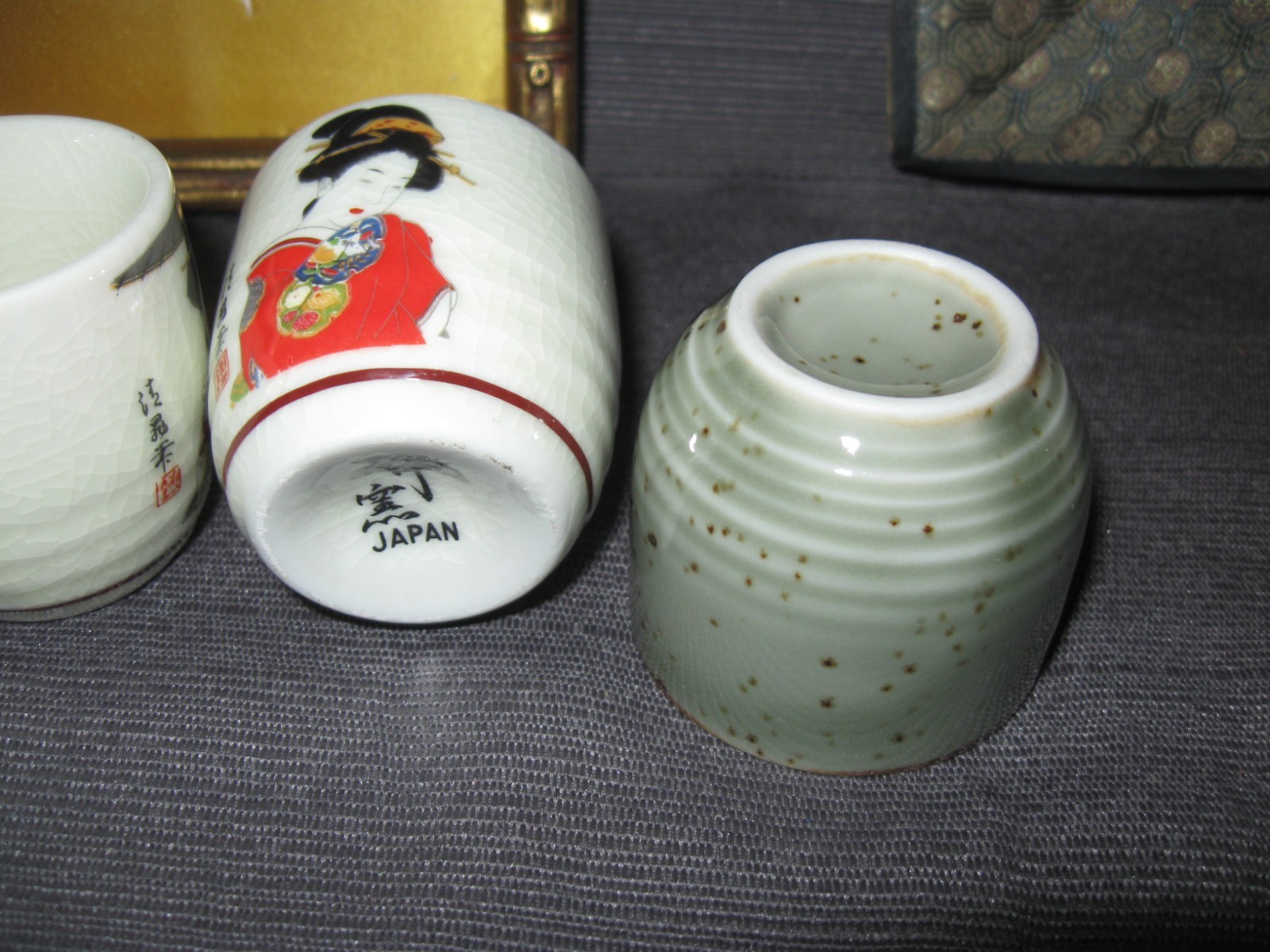 Asian Lot Silk Art Framed Signed Peony Embroidered 2 Sake Sets 100 Children silk