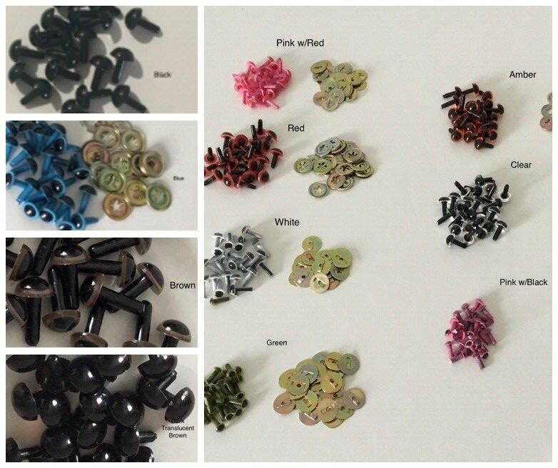 Plastic Eyes For Bears, Fishing Lures Etc, Metal Washers, 12 colors, 4, 6, 7.5mm