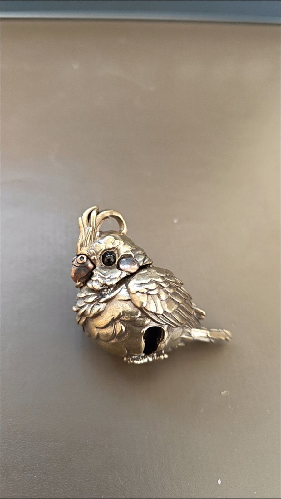 Vintage Brass Parrot Bell Ornament Copper Craft for Stress Relief Desktop Decor