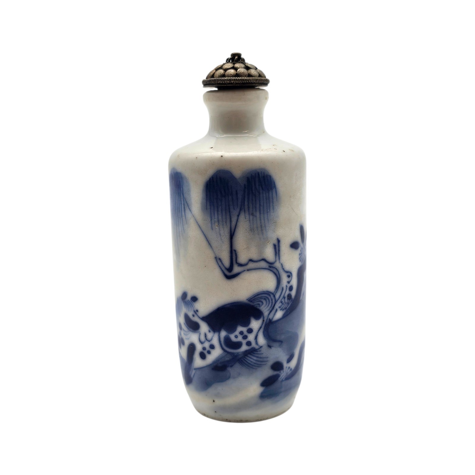 Chinese Blue & White Porcelain Snuff Bottle Republic Period Hand Painted