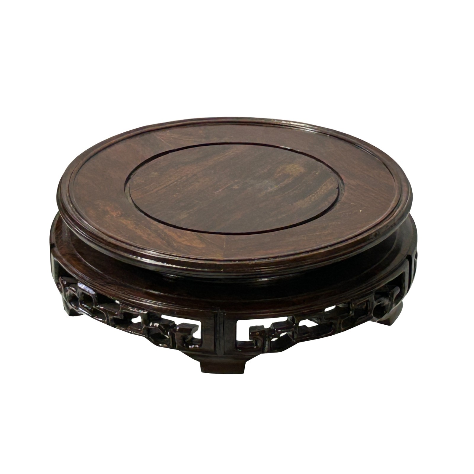6.5″ Oriental Brown Open Motif Wood Round Table Top Display Stand Riser st1044