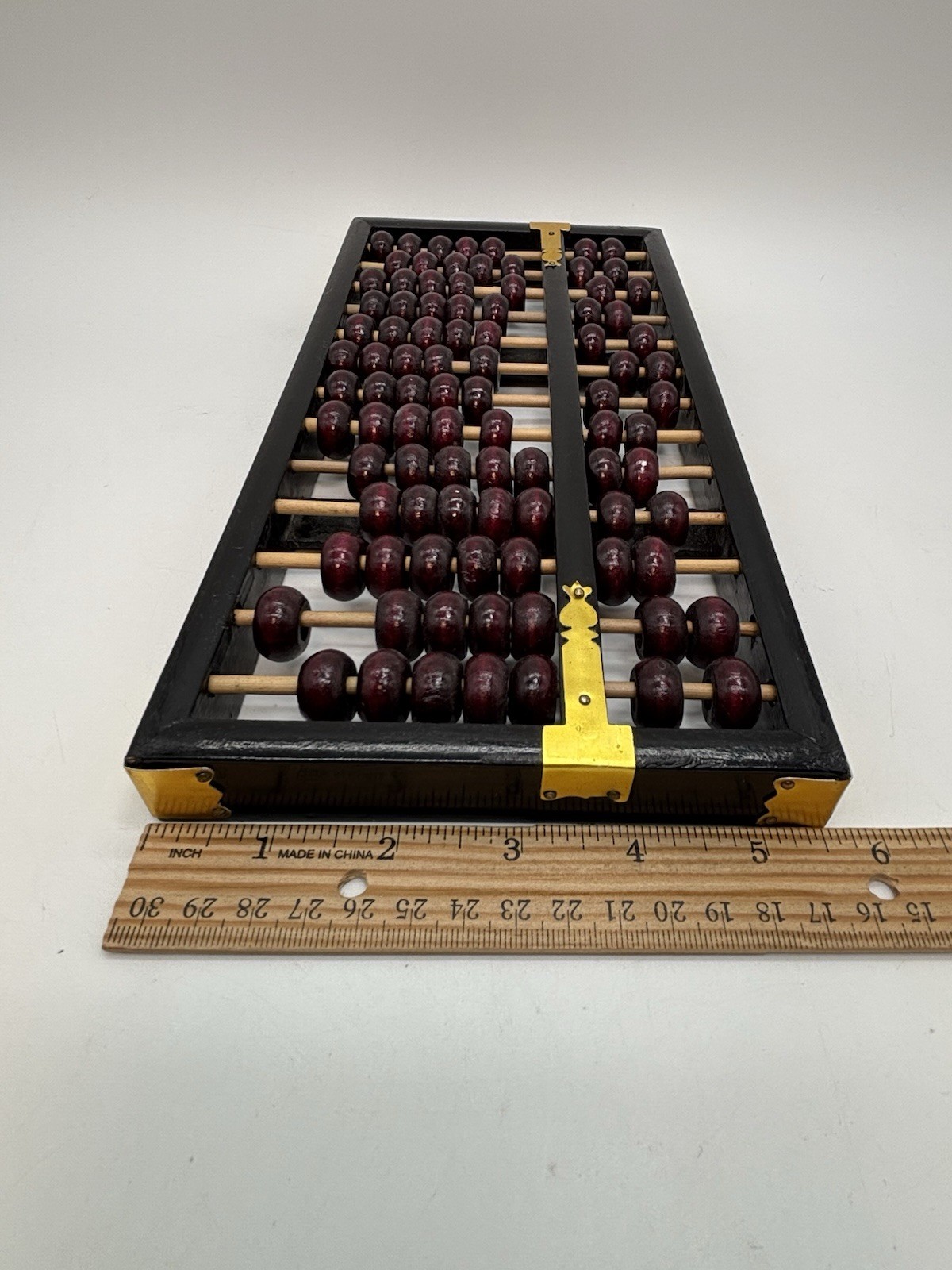 Vintage Flying Eagle Abacus 13 Row 91 Beads Brass Accents 11.5” X 5.5”