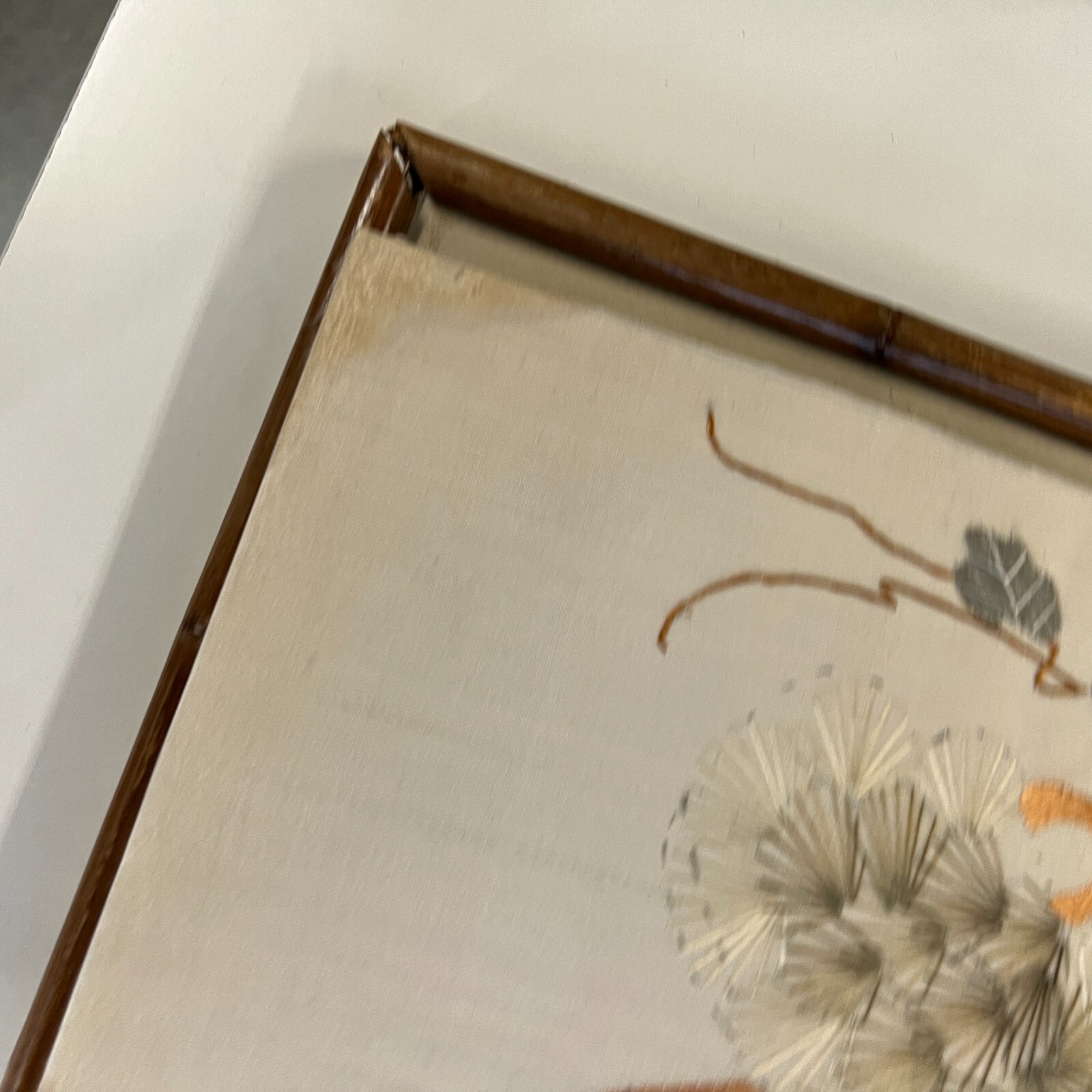 2 Vintage Chinese Silk Embroidered Cranes Art damaged