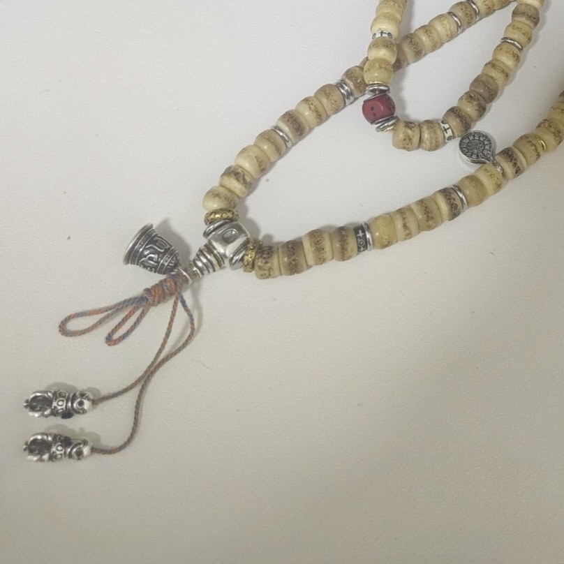 Tibetan Style Alloy Pendant Buddha & Butter Lamp Mala Bead Accessory