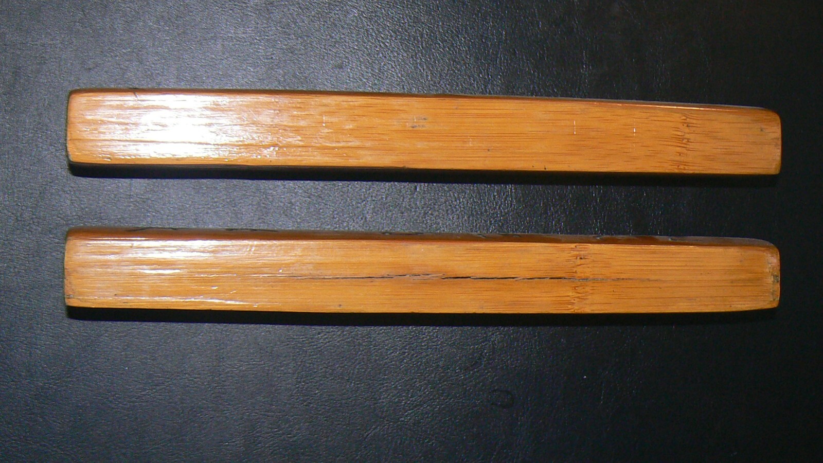 Antique Chinese Bamboo Scroll Weights / Paperweights – Hand-Carved Calligraphy
