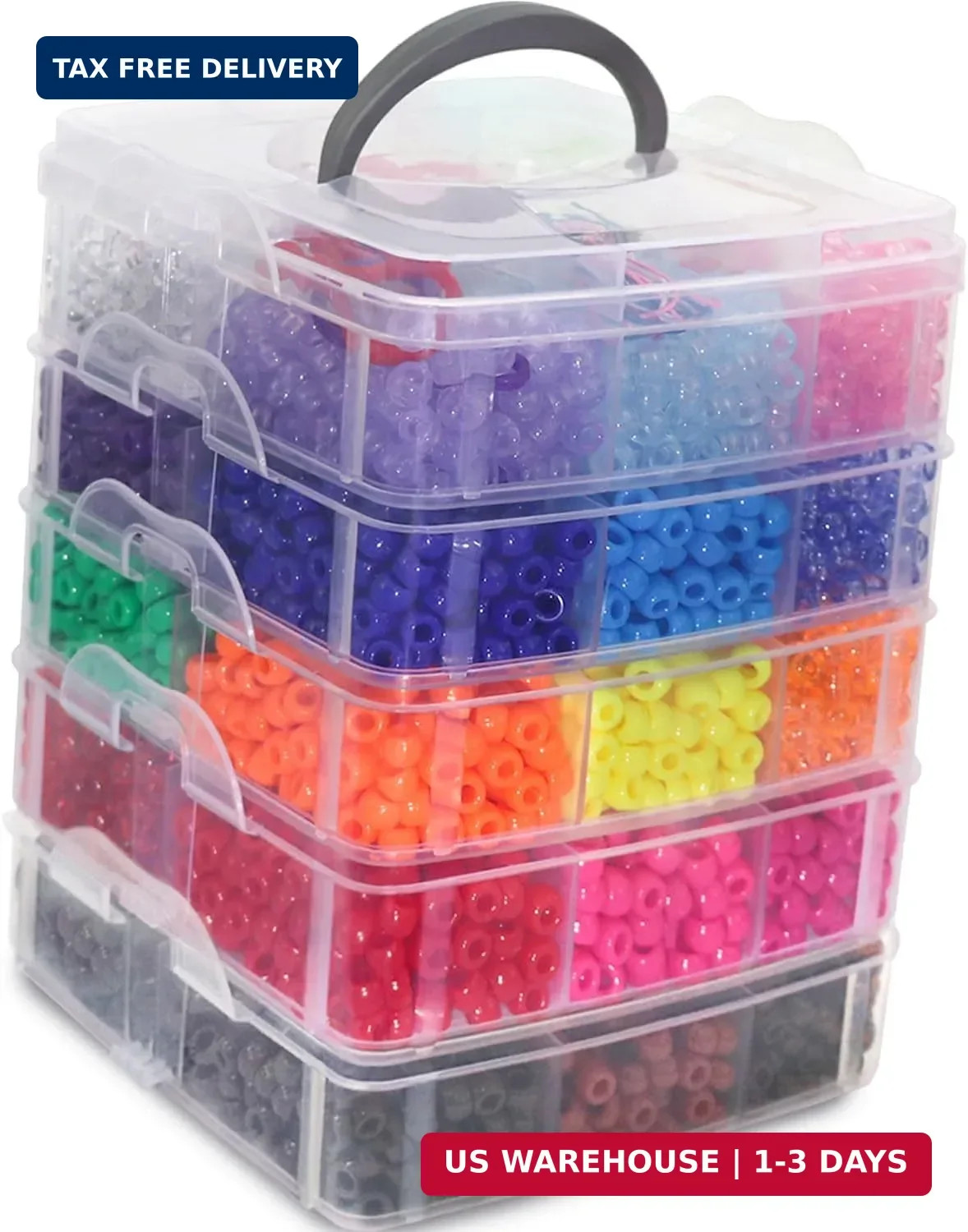 5700Pcs Pony Beads Bulk,30 Colors Rainbow Kandi Bead for Hair Braiding Friendshi