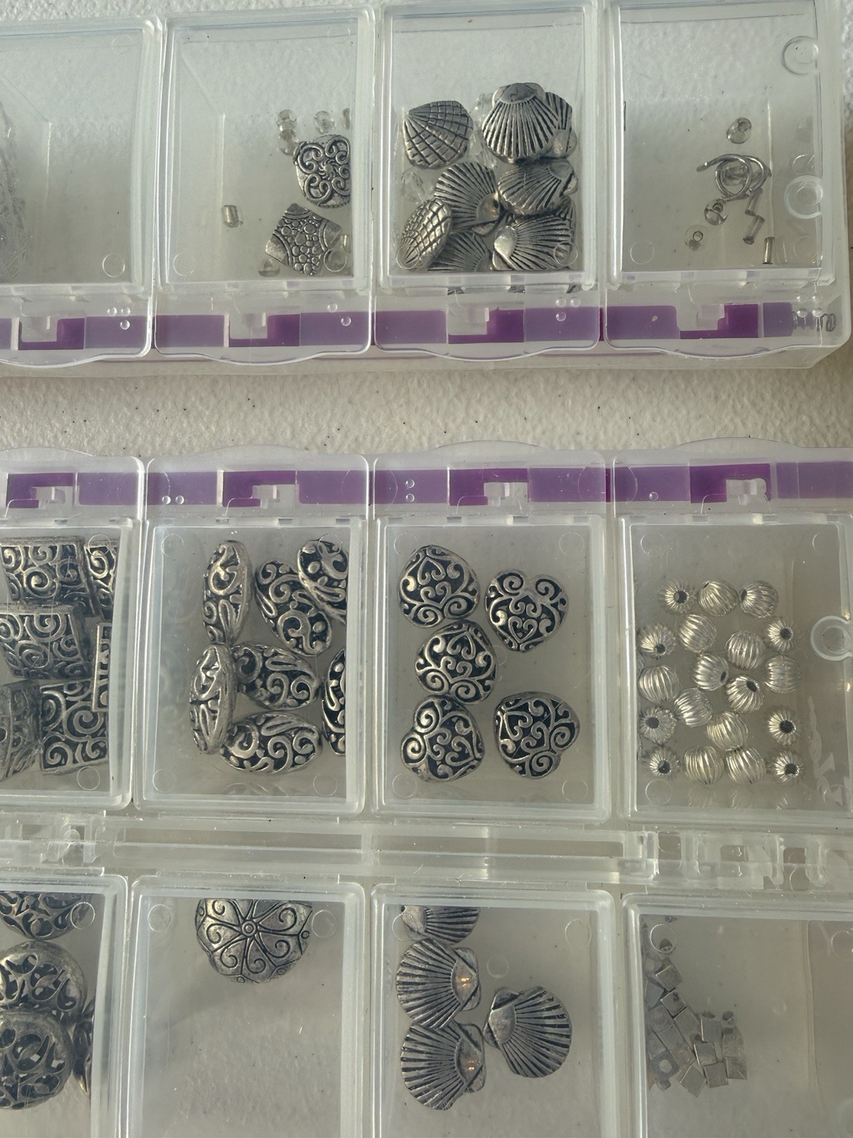 Lot Of 2 Craft mates Lockables Storage Cases With Assort. Silver Plated Beads