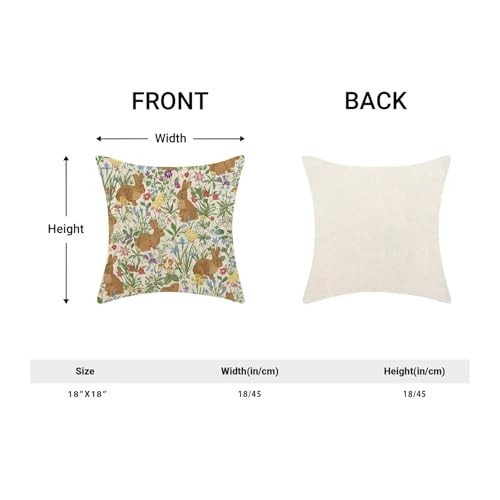 Vintage Easter Pillow Covers 18×18 Inch 18″ x 18″ (Pack of 1) Spring Rabbit