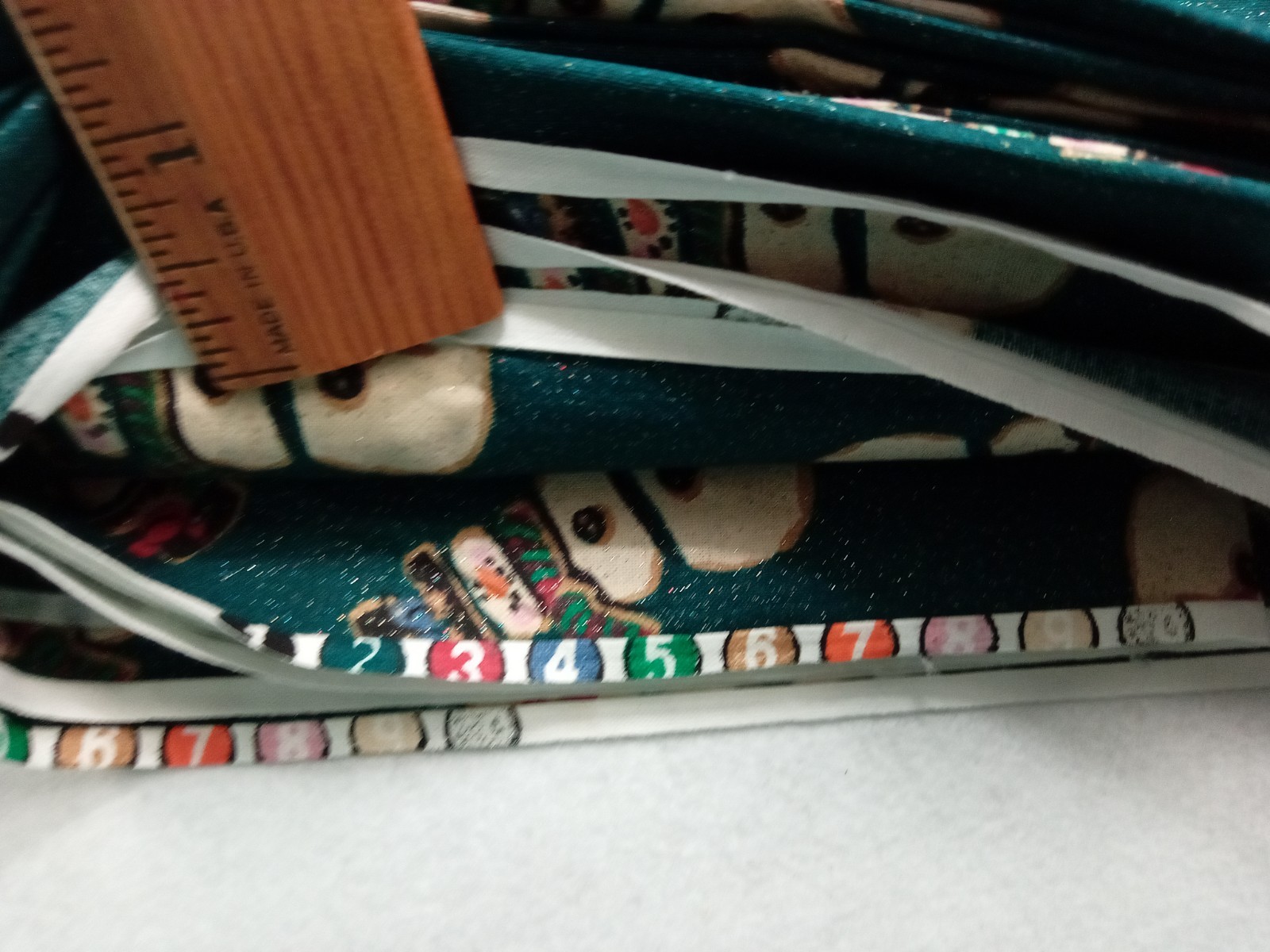 Folk Snowman Iridescent Christmas Fabric Dark Winter Green Holiday 3yd 16in 44w