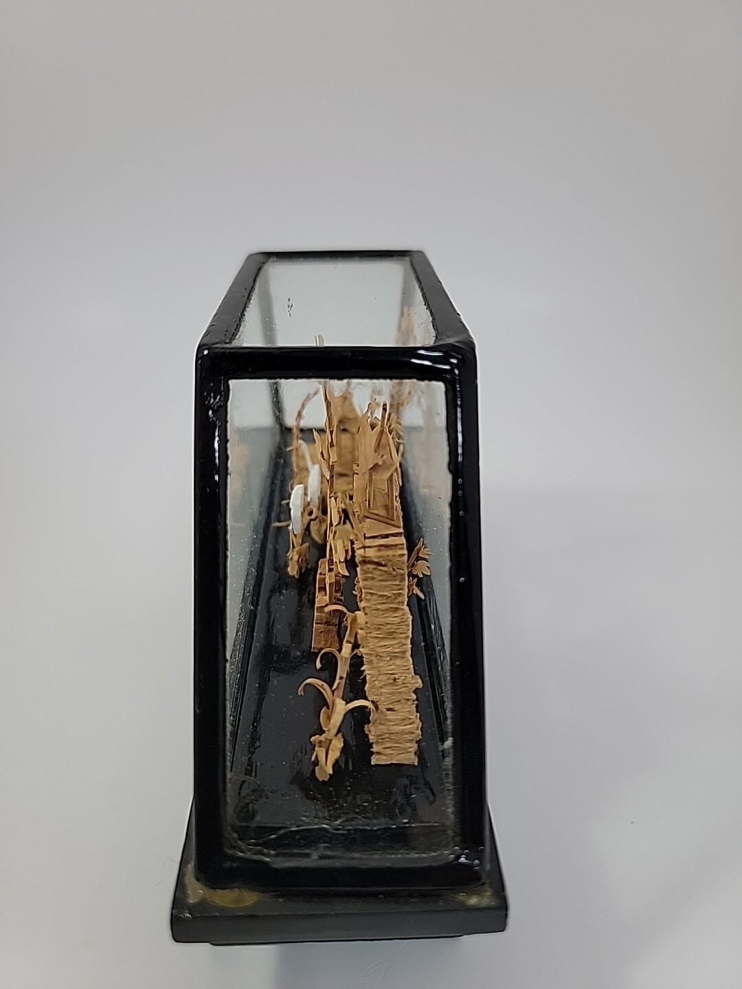 Vintage Asian Chinese PRC Carved Cork Diorama Pagodas Cranes Trees Decoration