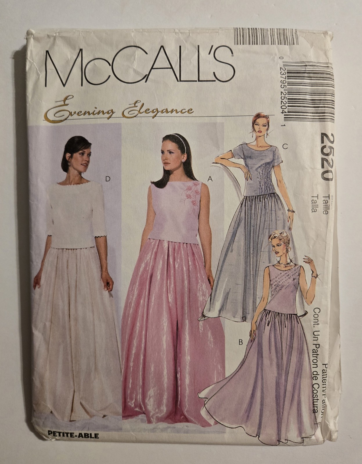 McCall’s Evening Elegance 2520 Formal Top Skirt Misses Pattern Petite-Able