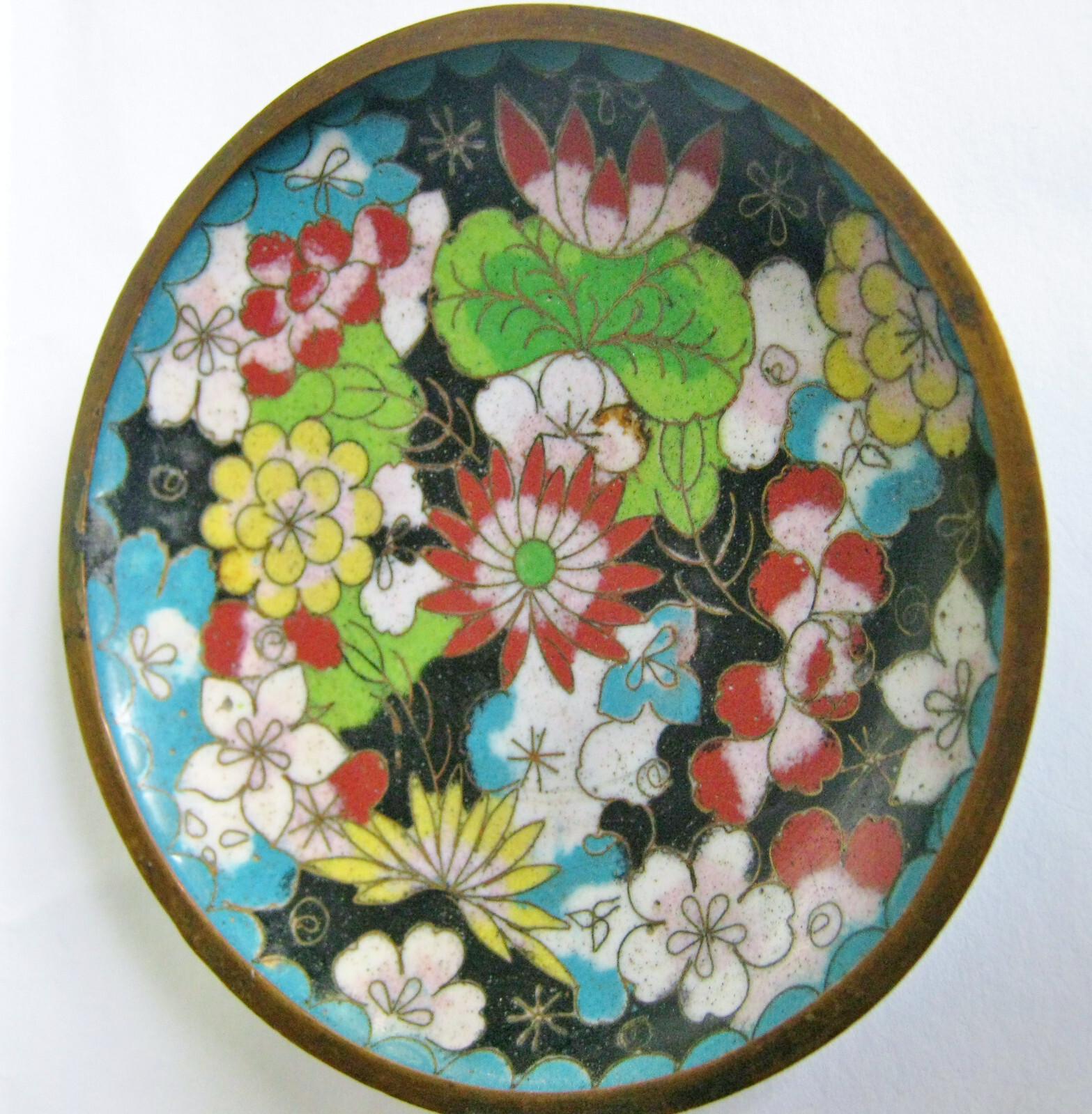 VINTAGE CHINA CLOISONNE TOBACCO SET FLORAL MATCHBOX ASHTRAY CIGARETTE JAR