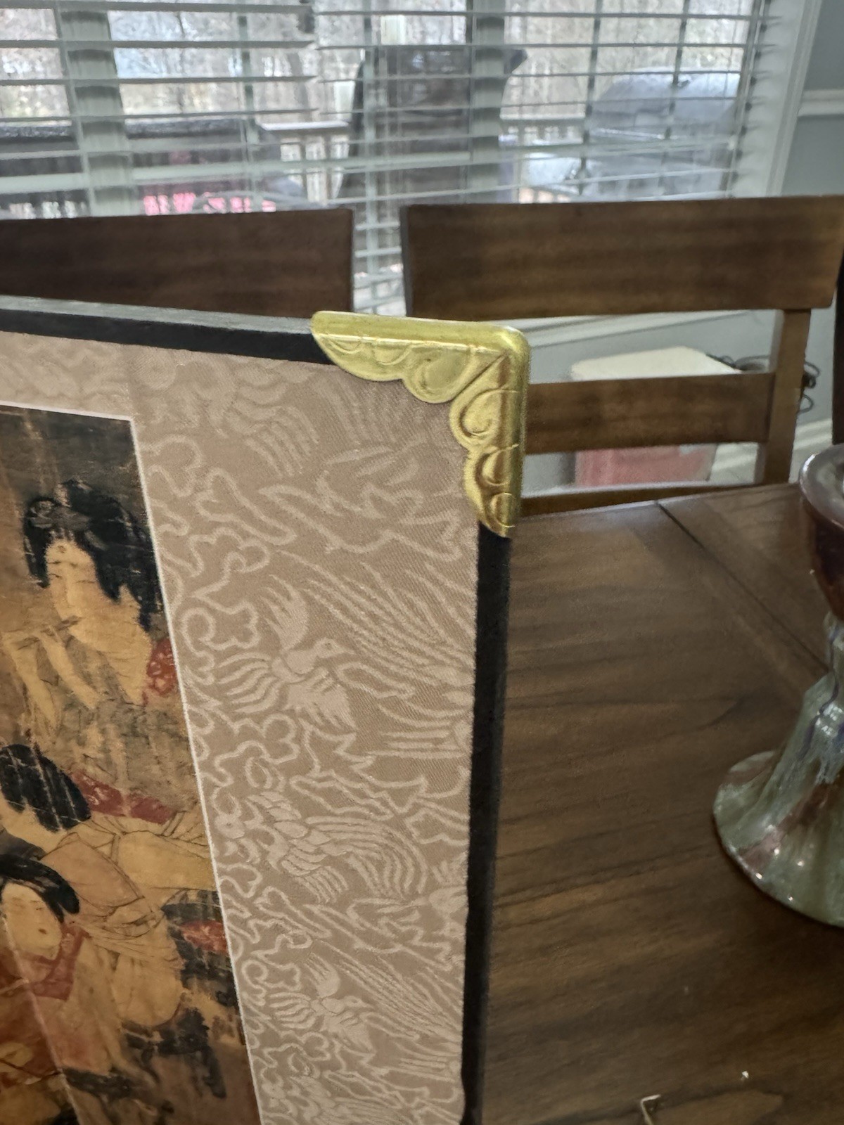 VTG Miniature Chinese Folding Table Top Screen, 4 Panel Famous China Painting