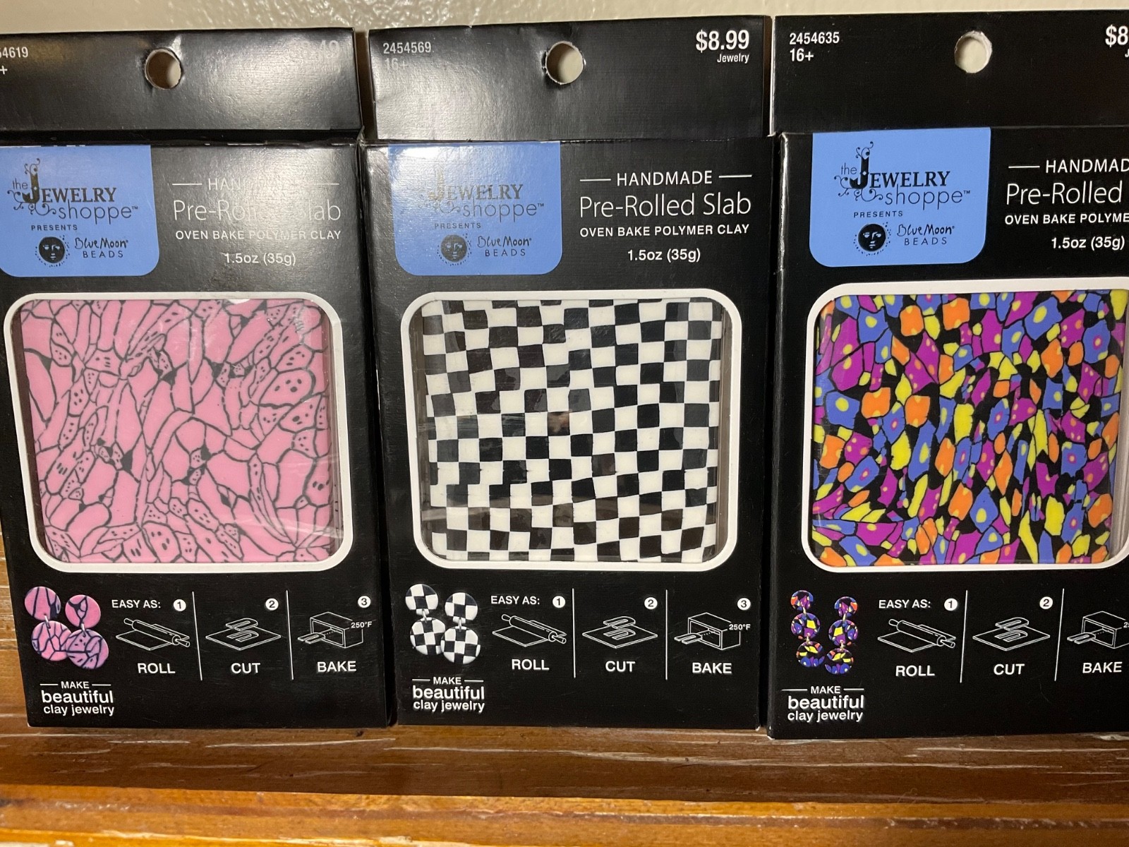Lot of 11 Oven Bake Polymer Clay Pre-rolled Slabs Jewelry Shoppe Blue Moon Bead
