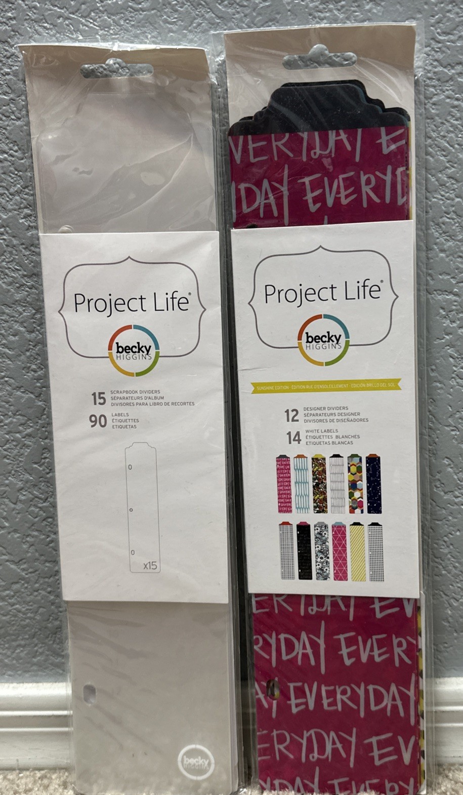 Project Life Becky Higgins Sunshine 12 Designer Dividers & 1 Clear Pack Set W 15