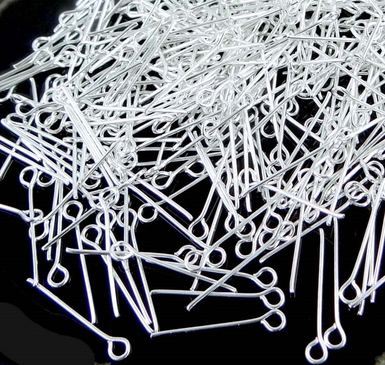 Bulk 500 Eyepins Silver Plated Steel Eye Pins 21 Gauge 20mm long