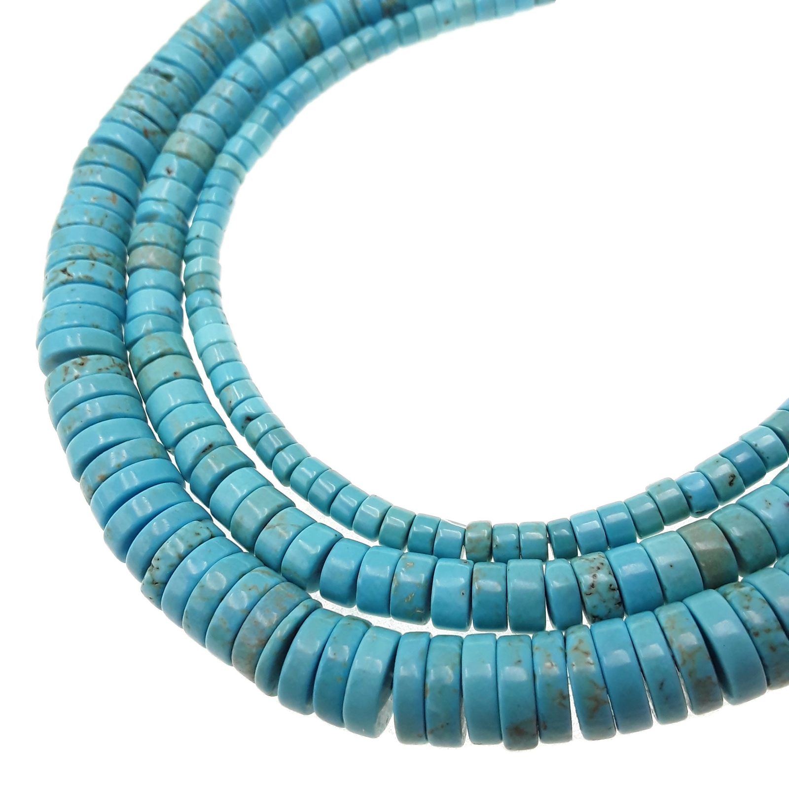 Blue Turquoise Heishi Discs Beads 2x4mm 3x6mm 3x8mm 3x10mm 15.5″ Strand