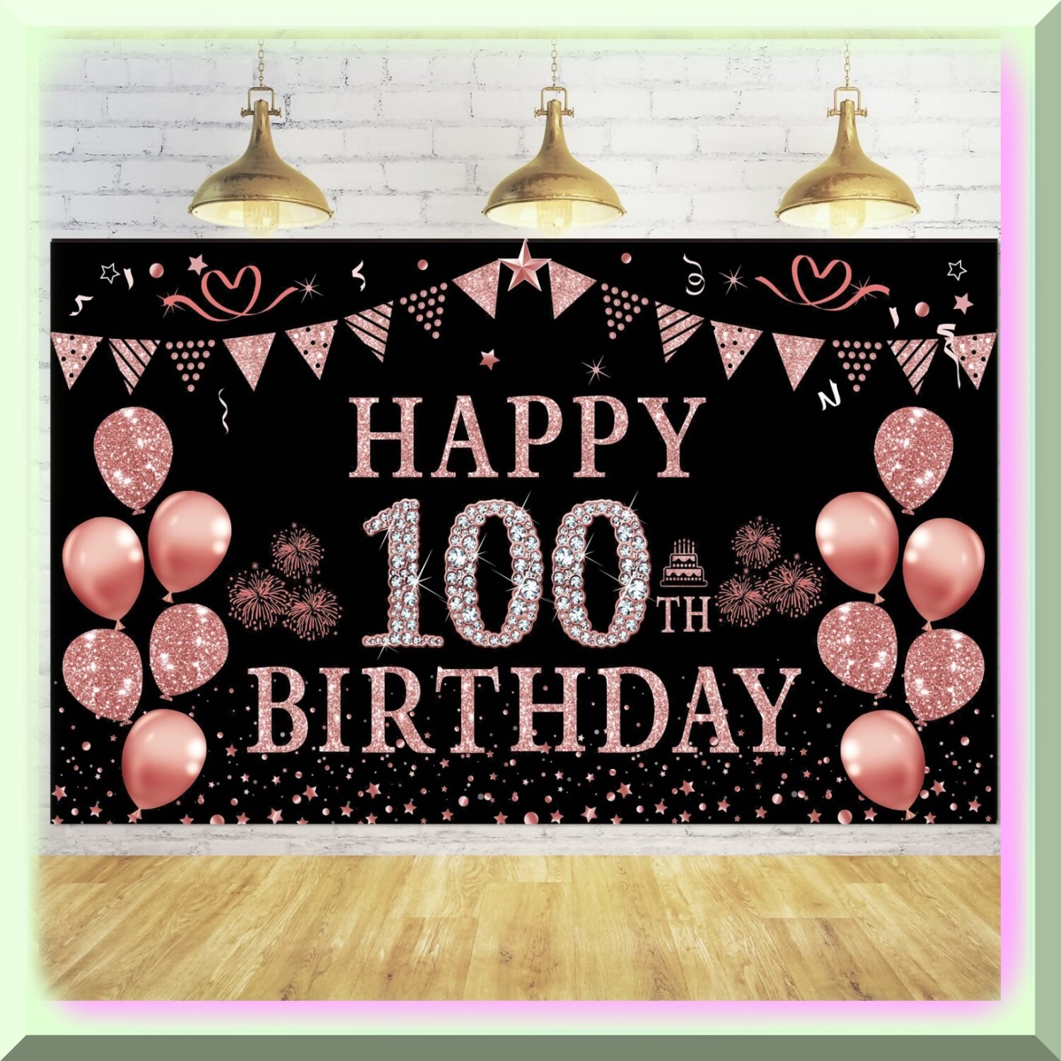 100th Birthday Celebration Backdrop 5.9×3.6 Feet