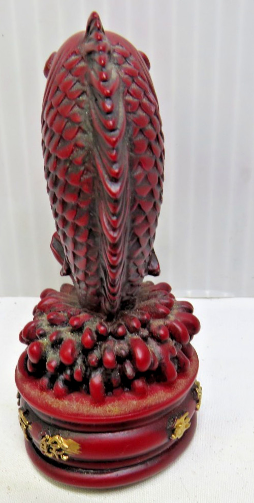 Chinese Culture Red Resin Fish KOI Faux Statue Decor Fortune 3″